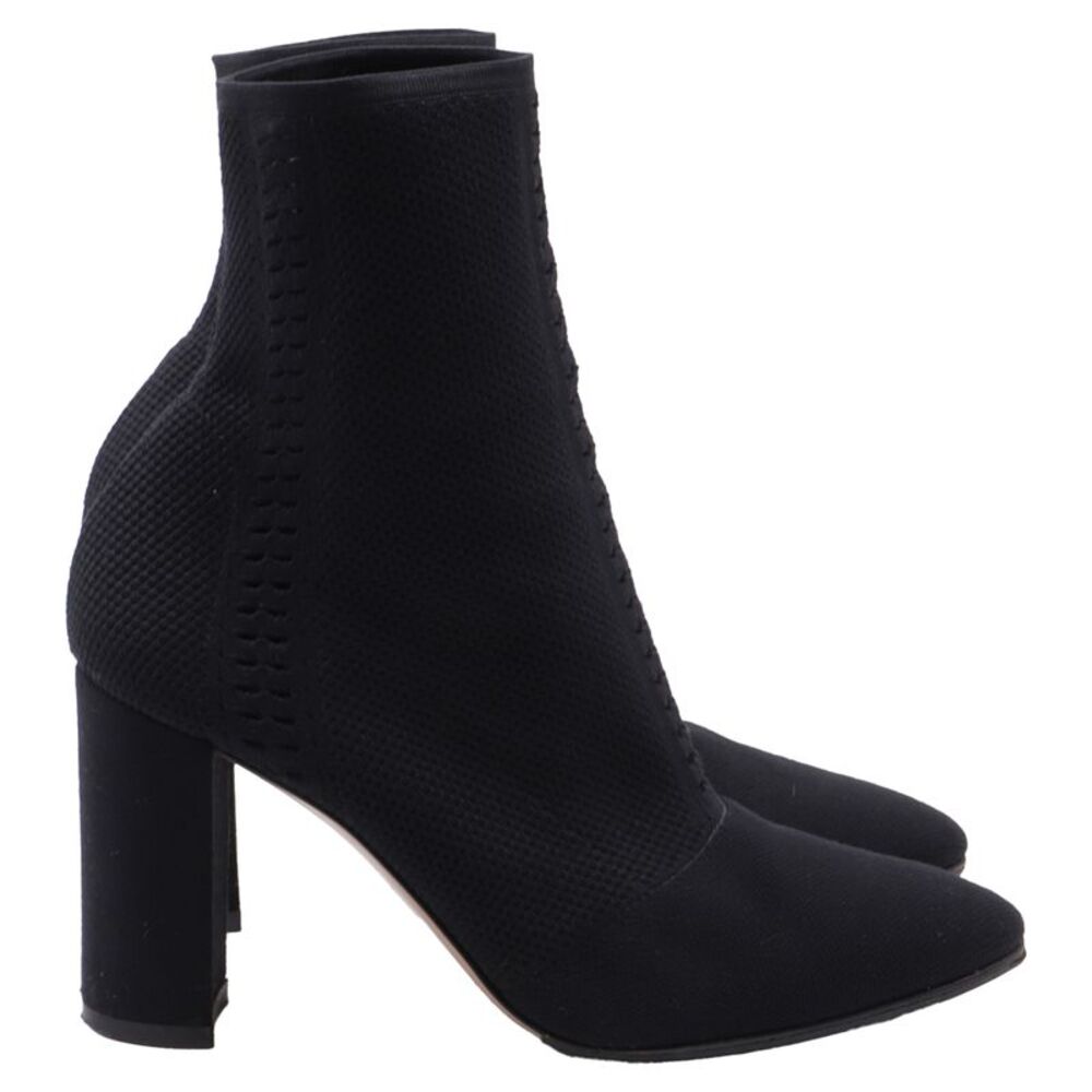 Gianvito Rossi Stretch-Knit Boots in Black Nylon Canvas